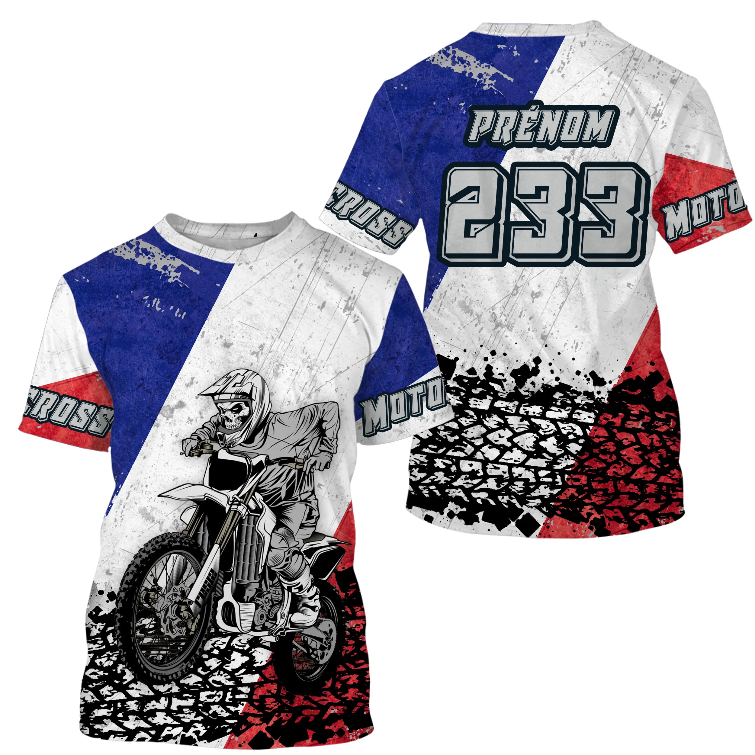 Maillot Cross Protection UV Personnalisé, MX Tout-Terrain, Dirt Bike Racing, Drapeau Franais - CT19122232