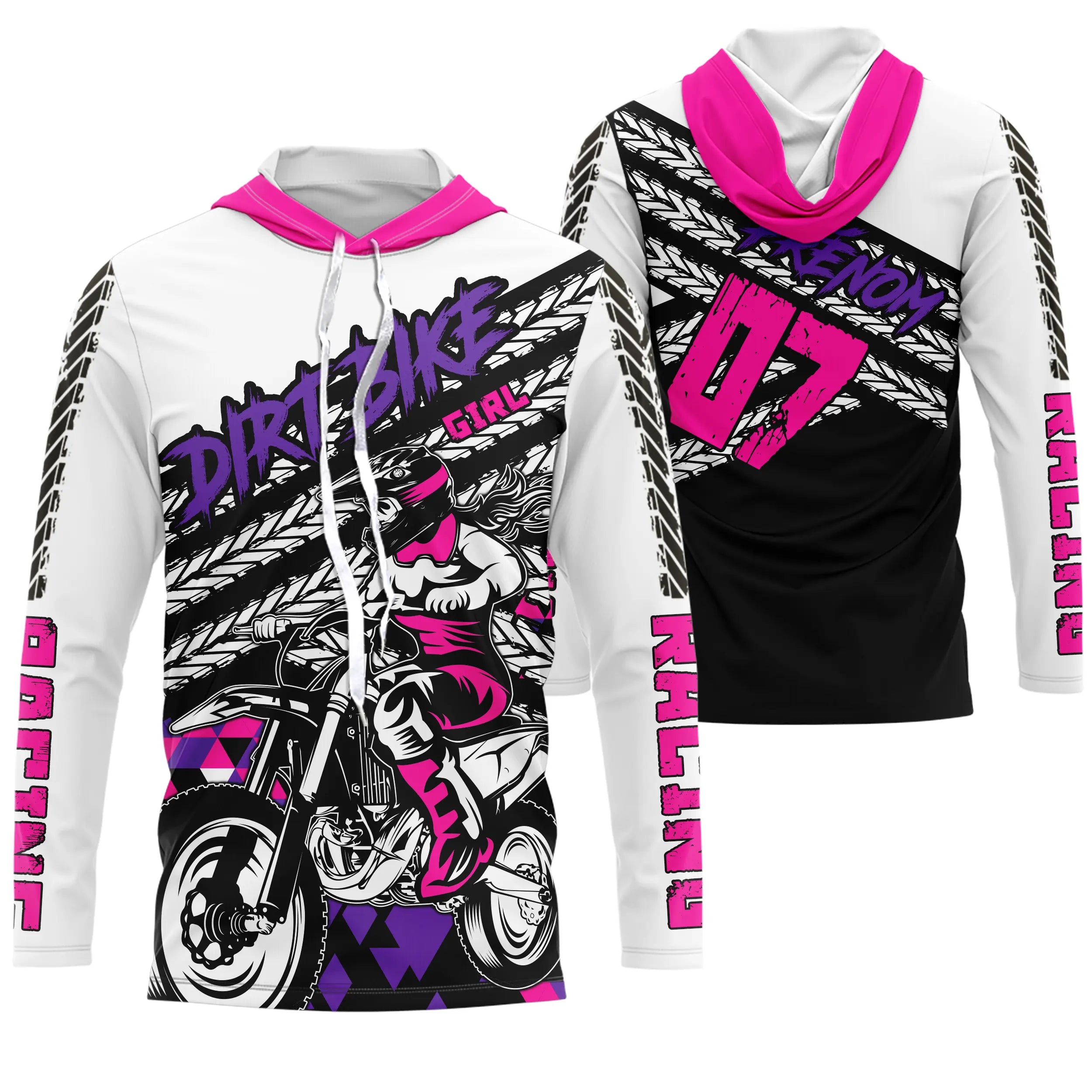 Maillot Cross Protection UV Rose, Cadeau Personnalisé Pilote Moto Cross, Fille Dirt Bike - MZ27122206