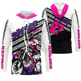 Maillot Cross Protection UV Rose, Cadeau Personnalisé Pilote Moto Cross, Fille Dirt Bike - MZ27122206