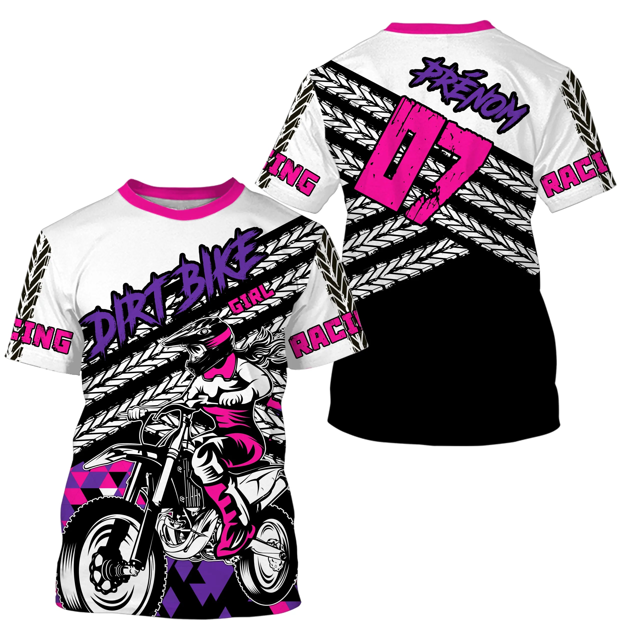 Maillot Cross Protection UV Rose, Cadeau Personnalisé Pilote Moto Cross, Fille Dirt Bike - MZ27122206