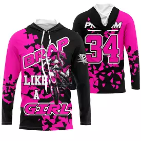 Maillot Cross Protection UV Rose, Cadeau Personnalisé Pilote Moto Cross, Grap Fille - CT22122210