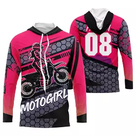 Maillot Cross Protection UV Rose Pour Femme, Cadeau Personnalisé Pilote Moto Cross - 26122205MZ