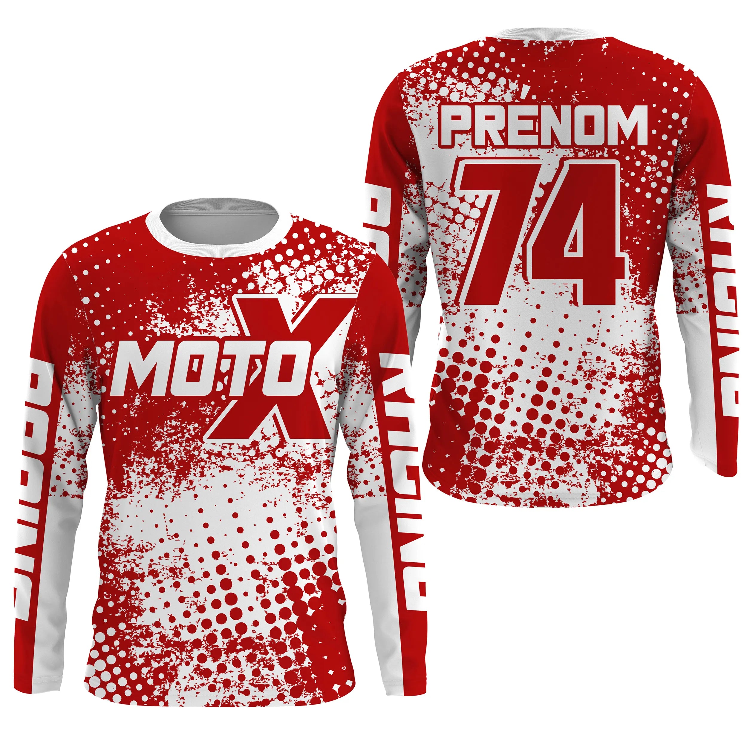 Maillot Cross Protection UV Rouge, Cadeau Personnalisé Pilote Moto Cross, Courses Moto Tout-Terrain - MZ27122201