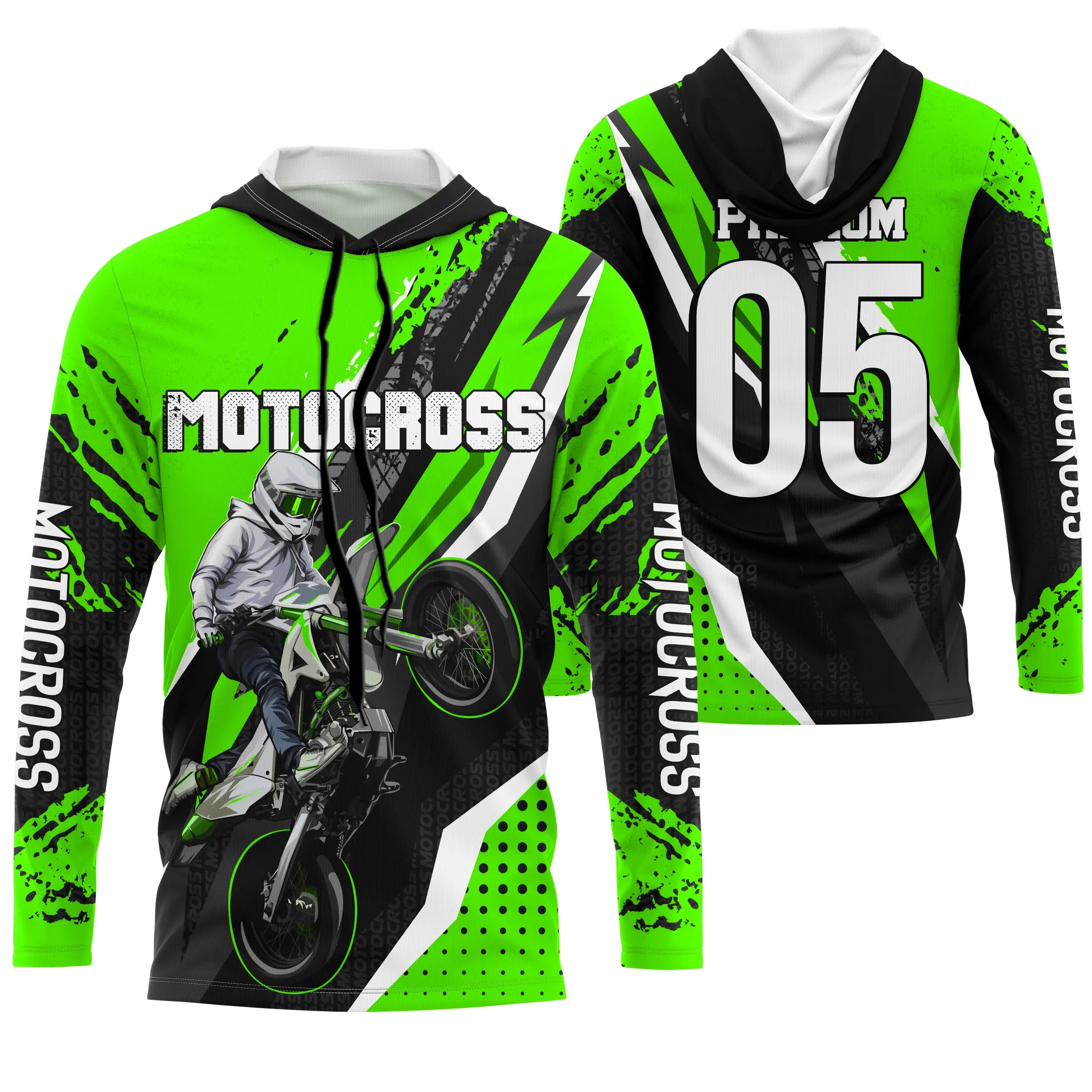 Maillot Cross Protection UV Vert, Cadeau Personnalisé Pilote Moto Cross, Courses Moto Tout-Terrain - CT22122208