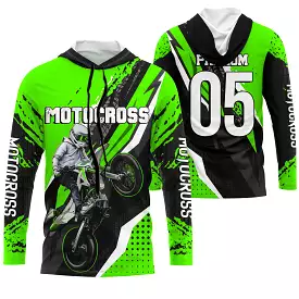 Maillot Cross Protection UV Vert, Cadeau Personnalisé Pilote Moto Cross, Courses Moto Tout-Terrain - CT22122208