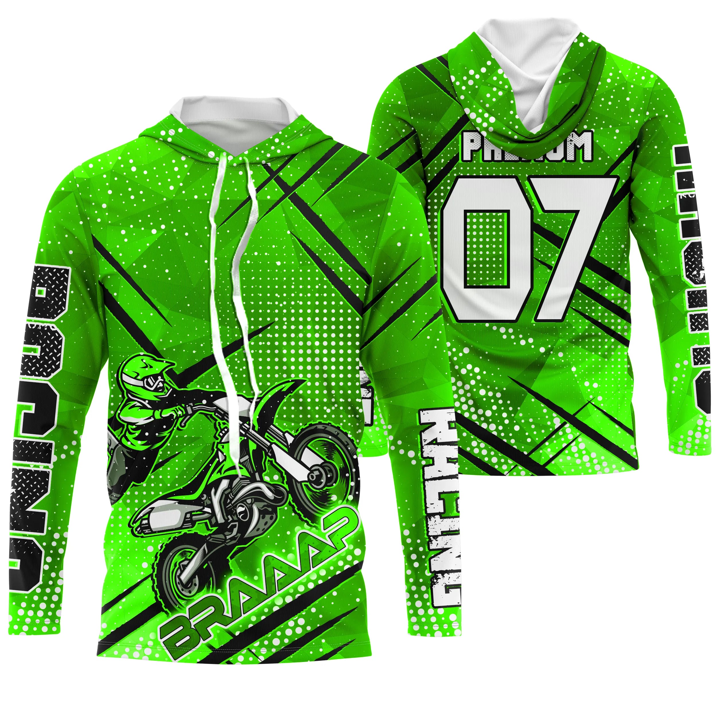 Maillot Cross Protection UV Vert, Cadeau Personnalisé Pilote Moto Cross, Courses Moto Tout-Terrain - CT22122209