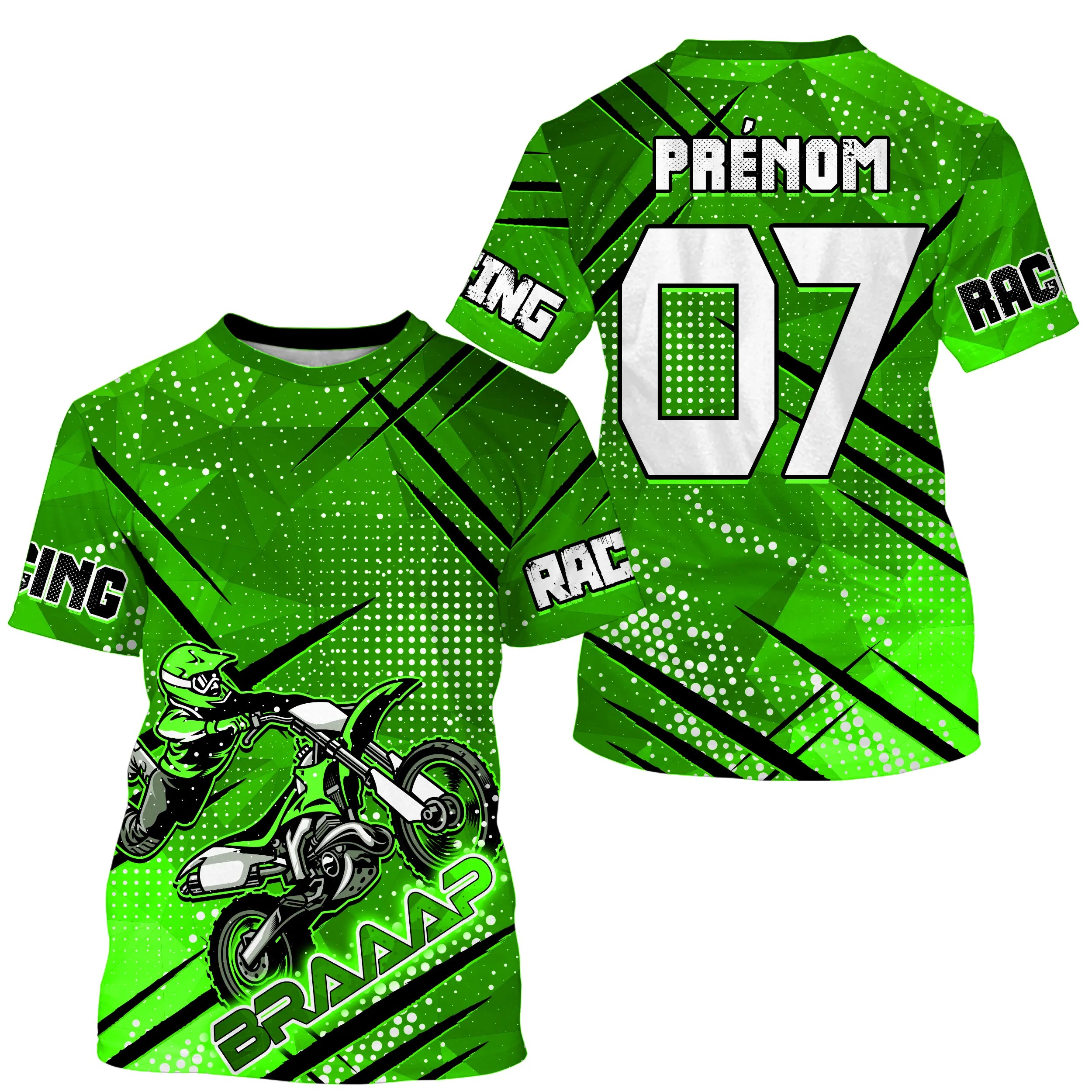 Maillot Cross Protection UV Vert, Cadeau Personnalisé Pilote Moto Cross, Courses Moto Tout-Terrain - CT22122209