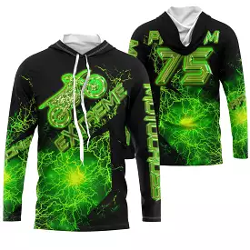 Maillot Cross Protection UV Vert Et Noir, Cadeau Personnalisé Pilote Moto Cross, Courses MX - 26122204MZ