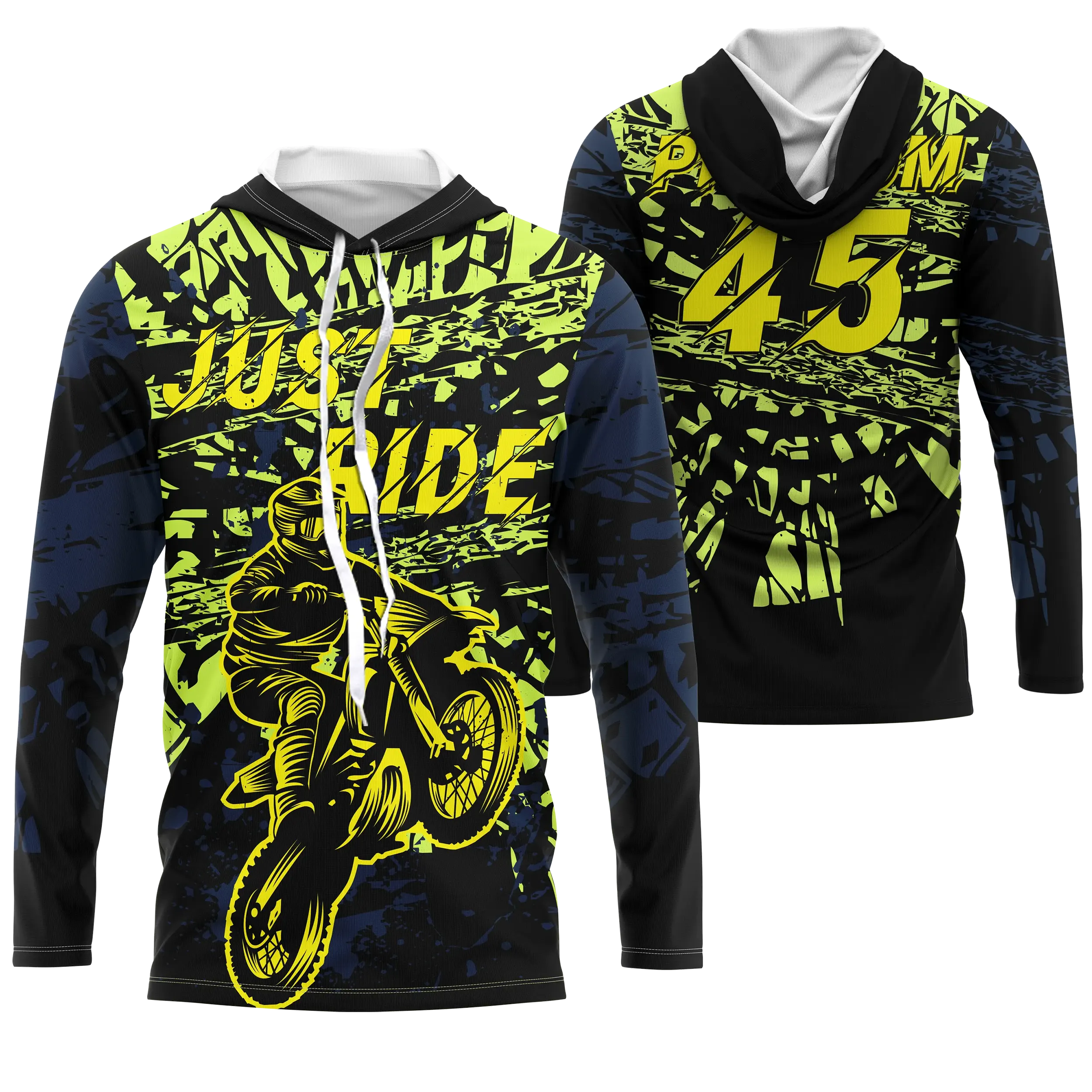 Maillot Cross Protection UV Vert Jaune, Cadeau Personnalisé Fan Moto Tout-Terrain - CT20122215