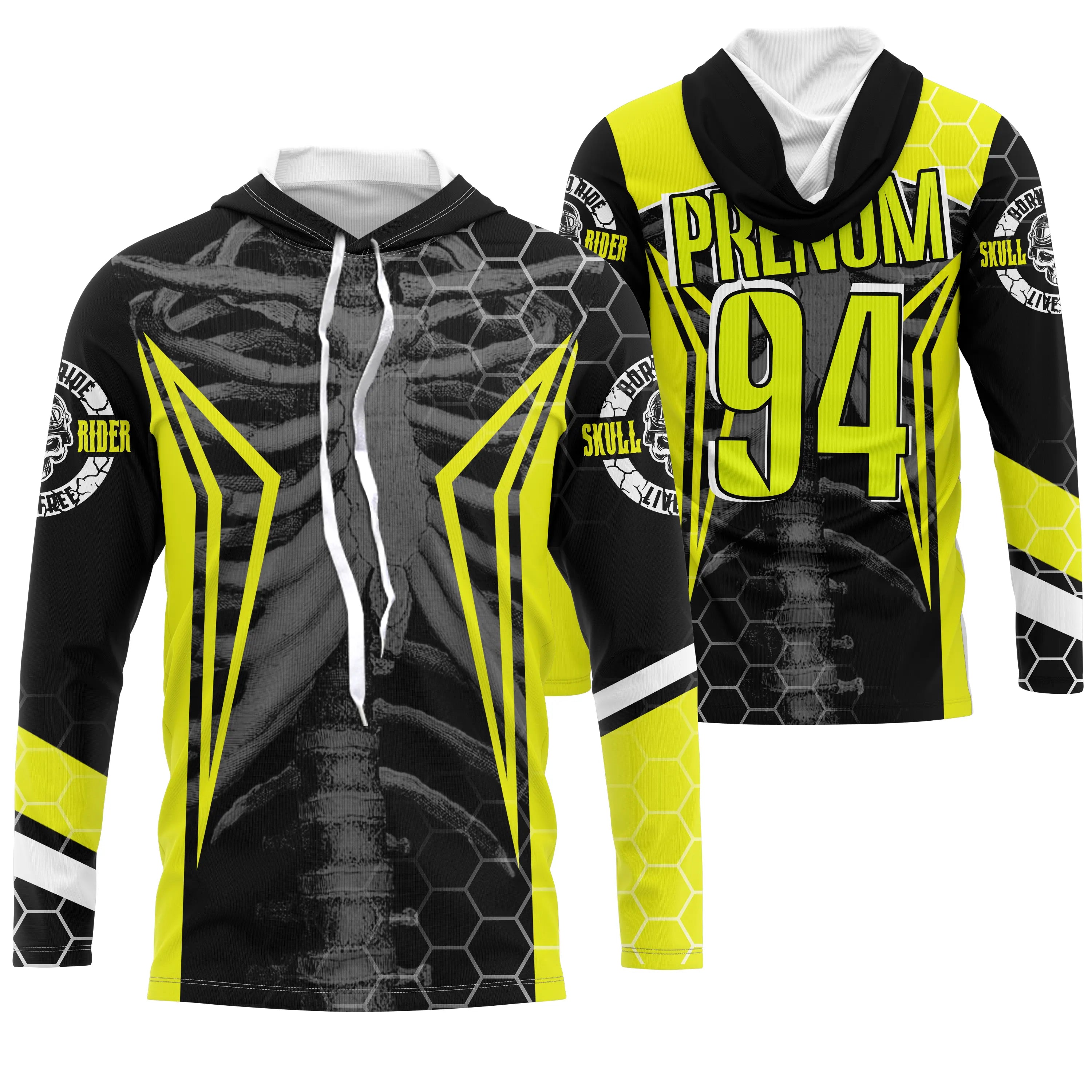 Maillot Cross UPF Personnalisé, Squelette Jaune, Cadeau Original Fan De Motos Tout-Terrain - CT17122240