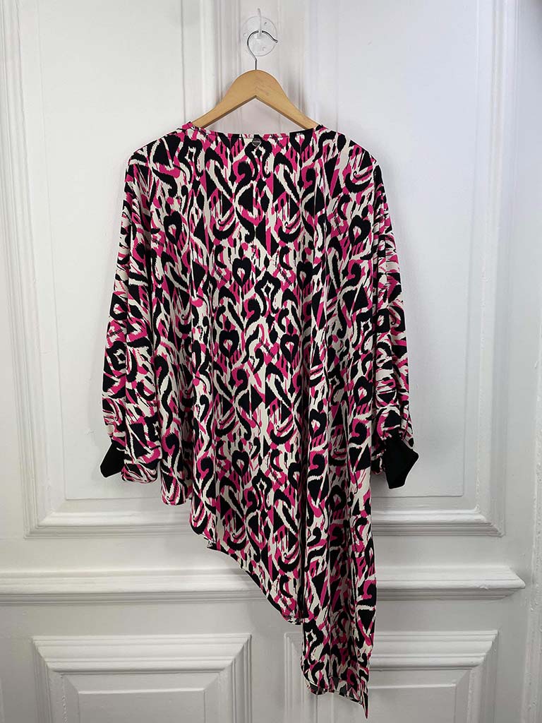 Malissa J Baroque Print Asymmetric Top - Hot Pink