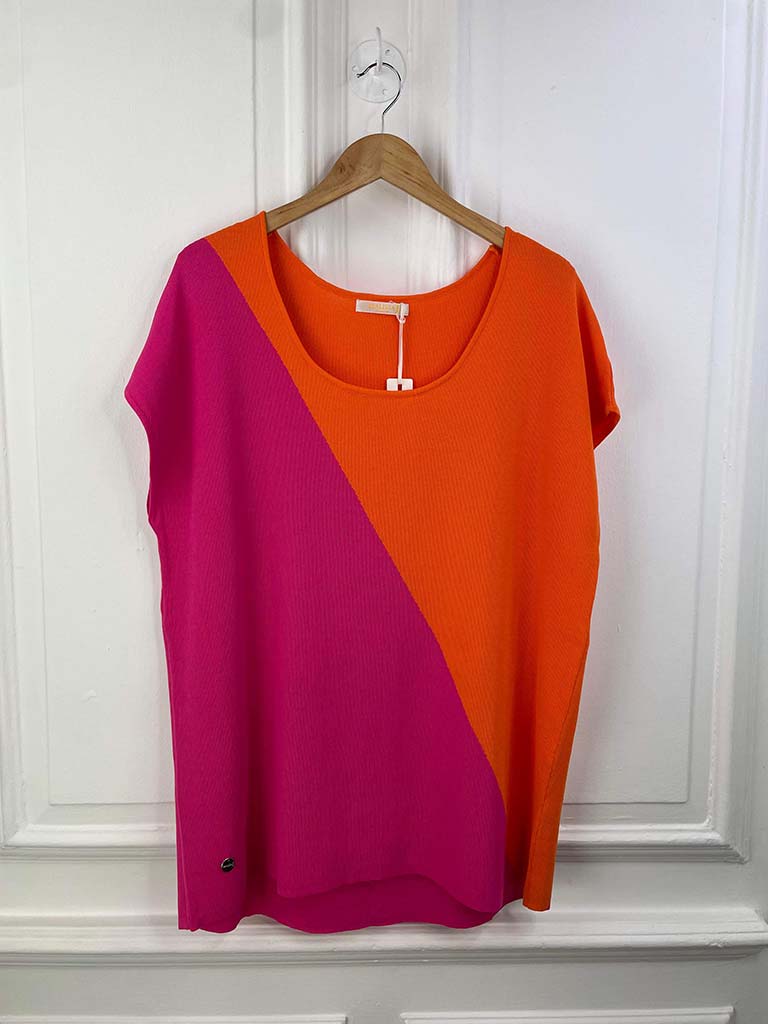 Malissa J Colour Block Knit - Hot Pink & Orange