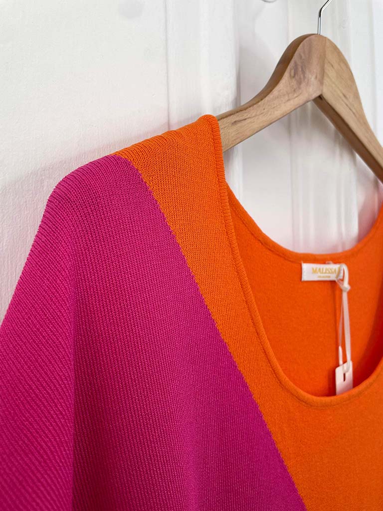 Malissa J Colour Block Knit - Hot Pink & Orange