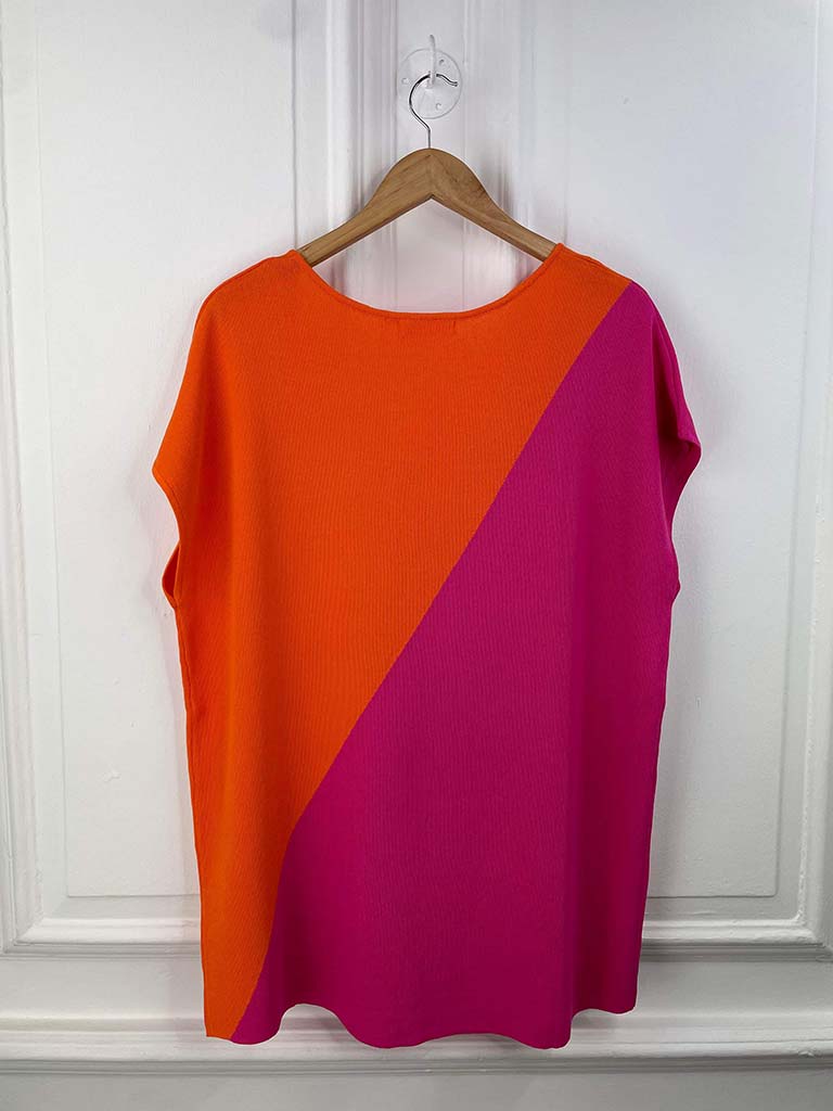 Malissa J Colour Block Knit - Hot Pink & Orange