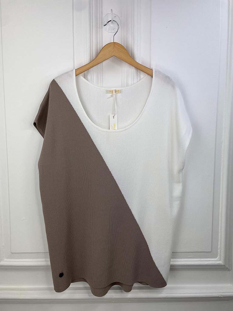 Malissa J Colour Block Knit - Mushroom & Cream