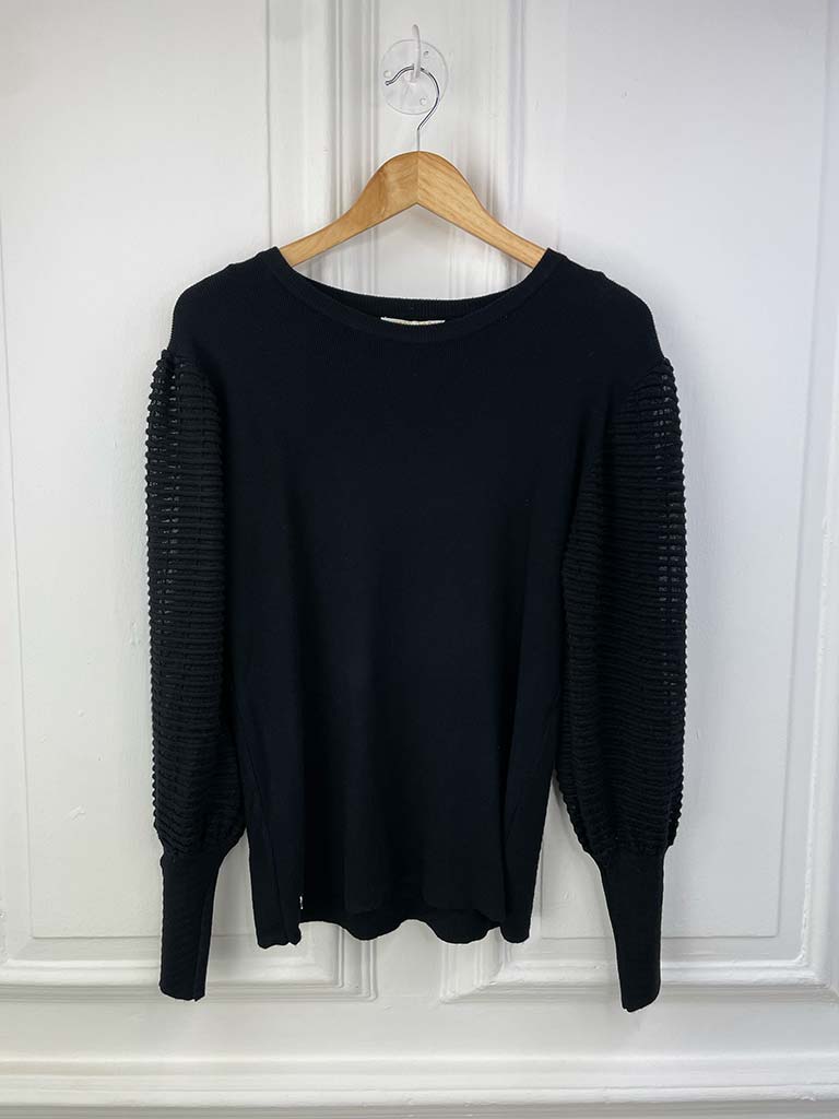 Malissa J Ladder Sleeve Knit - Black