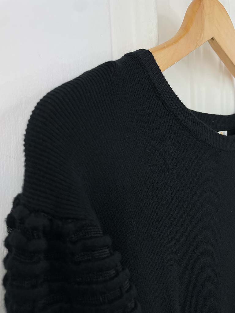 Malissa J Ladder Sleeve Knit - Black