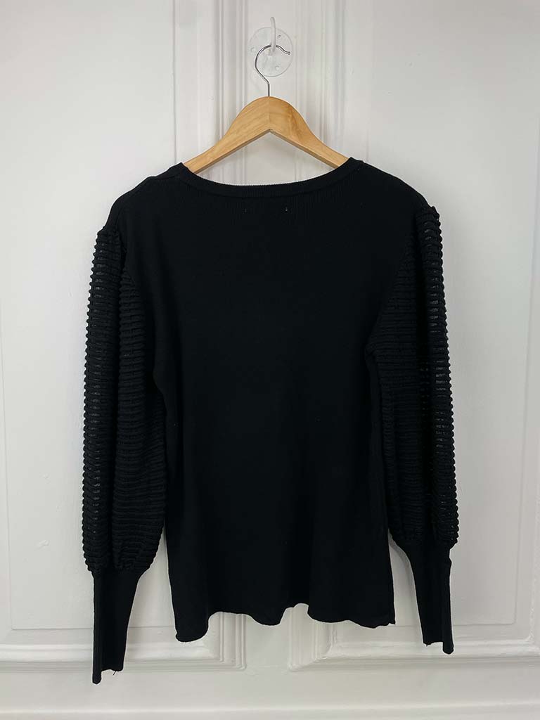 Malissa J Ladder Sleeve Knit - Black