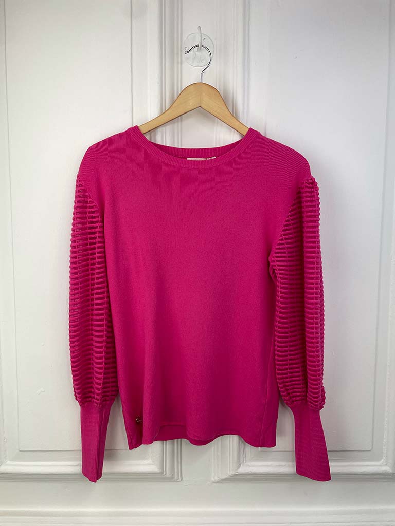 Malissa J Ladder Sleeve Knit - Hot Pink