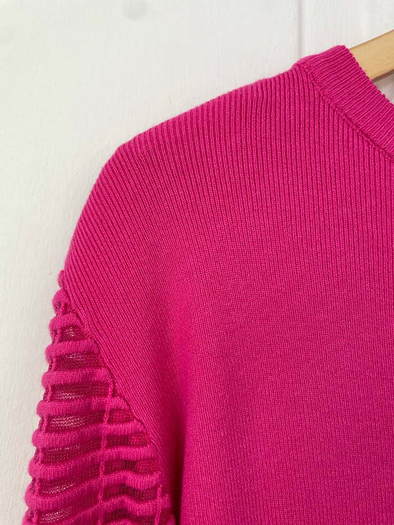 Malissa J Ladder Sleeve Knit - Hot Pink