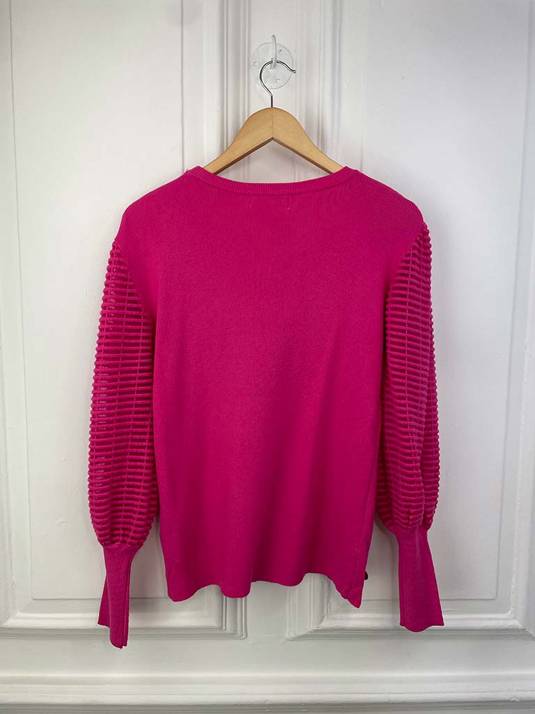 Malissa J Ladder Sleeve Knit - Hot Pink