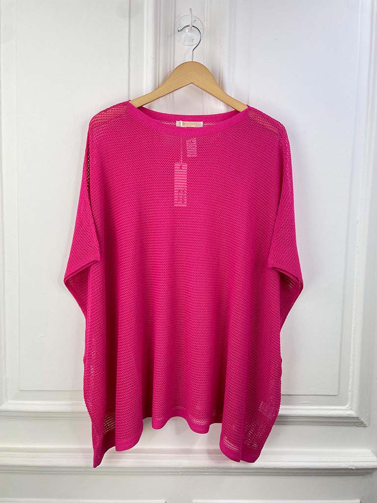 Malissa J Oversized Mesh Top - Hot Pink