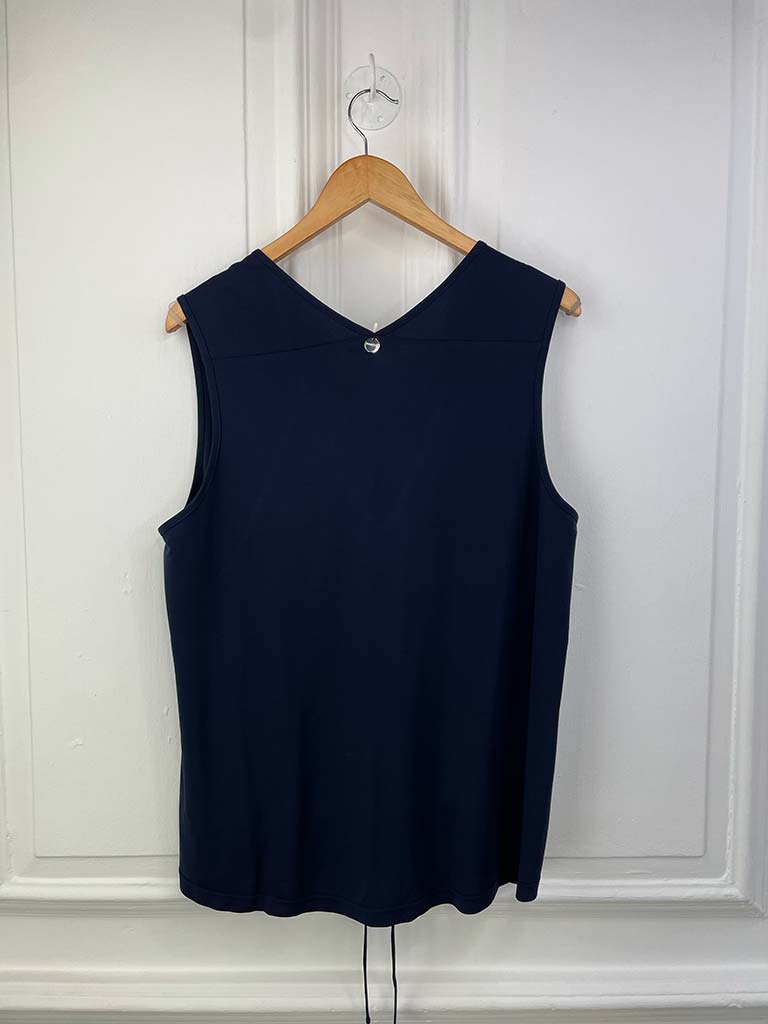 Malissa J Silk Feel Drawstring Top - Navy