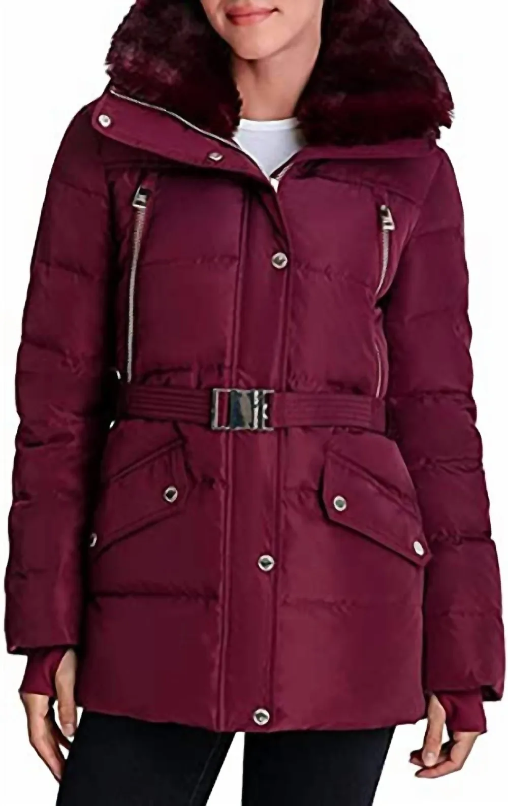 MICHAEL KORS - Belted Down Quilted Jacket Coat