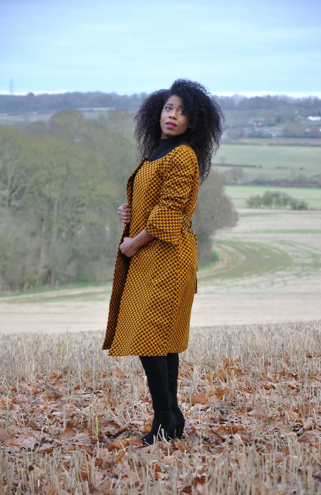 Mustard Ruffle Sleeve Trench Coat - African Clothing Store | JT Aphrique