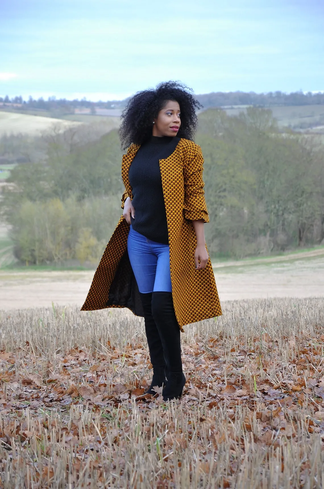 Mustard Ruffle Sleeve Trench Coat - African Clothing Store | JT Aphrique