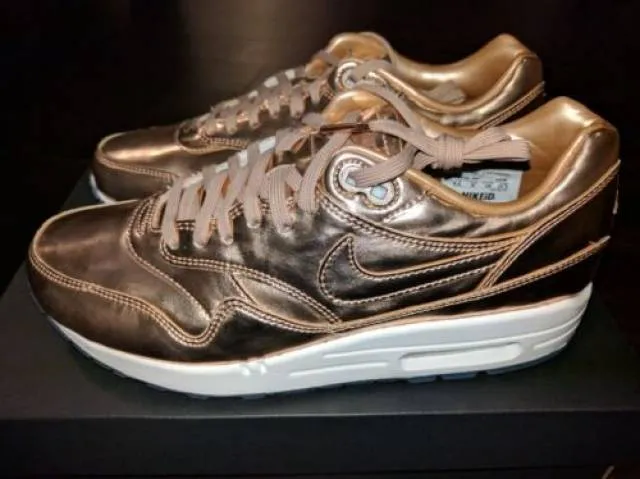 Nike air max 1 premium id liquid metal bronze metallic rose gold yeezy wmns 8.5