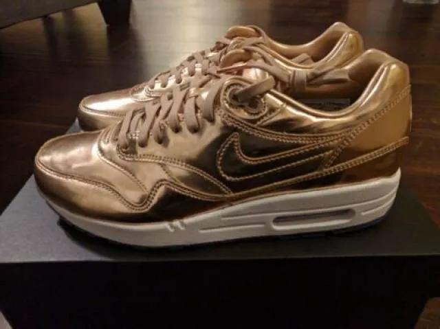 Nike air max 1 premium id liquid metal bronze metallic rose gold yeezy wmns 8.5