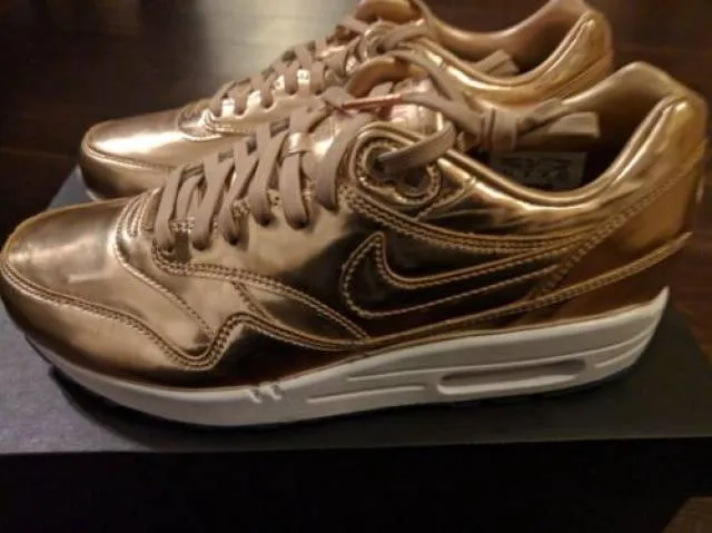 Nike air max 1 premium id liquid metal bronze metallic rose gold yeezy wmns 8.5