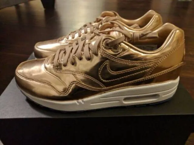 Nike air max 1 premium id liquid metal bronze metallic rose gold yeezy wmns 8.5