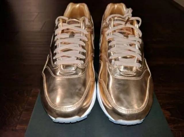 Nike air max 1 premium id liquid metal bronze metallic rose gold yeezy wmns 8.5