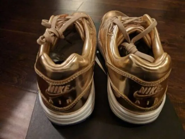 Nike air max 1 premium id liquid metal bronze metallic rose gold yeezy wmns 8.5