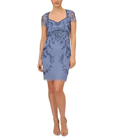 Papell Studio by Adrianna Papell Womens Embellished Knee-Length Cocktail And Party Dress