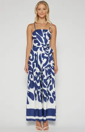 Placement Print Strapless Jumpsuit with Front Split Detail (SSJP7-33A)