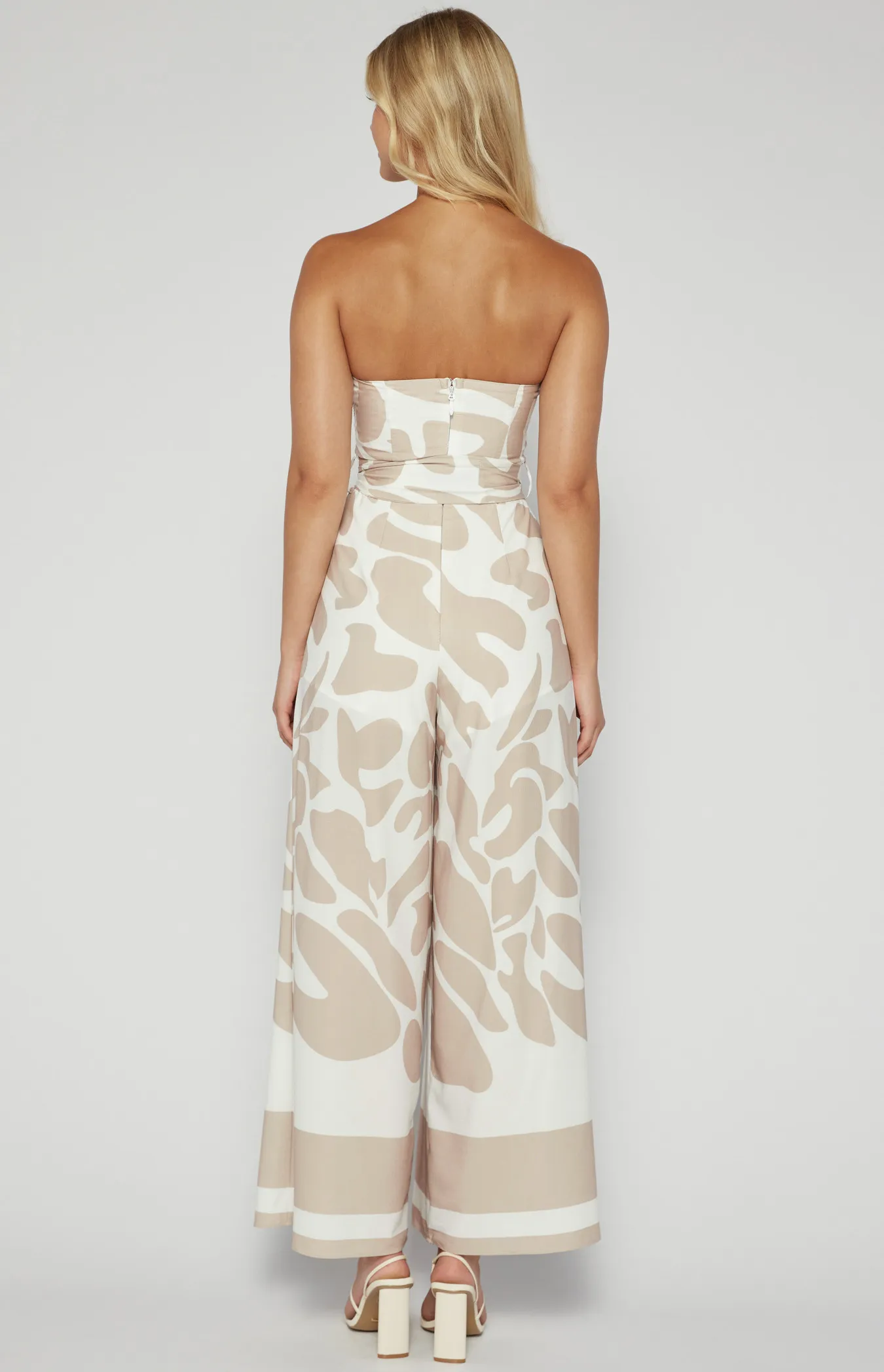 Placement Print Strapless Jumpsuit with Front Split Detail (SSJP7-33A)