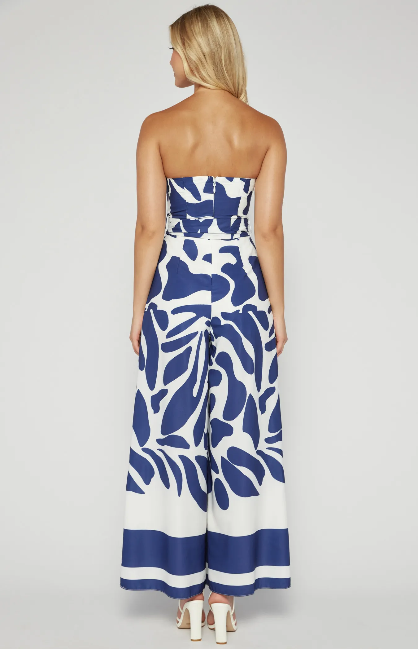 Placement Print Strapless Jumpsuit with Front Split Detail (SSJP7-33A)