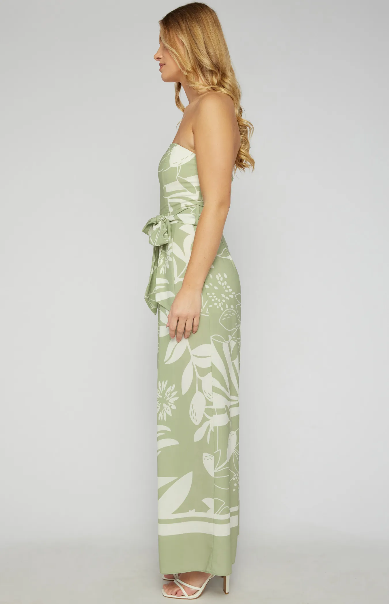 Placement Print Strapless Split Leg Jumpsuit (SSJP7-34A)