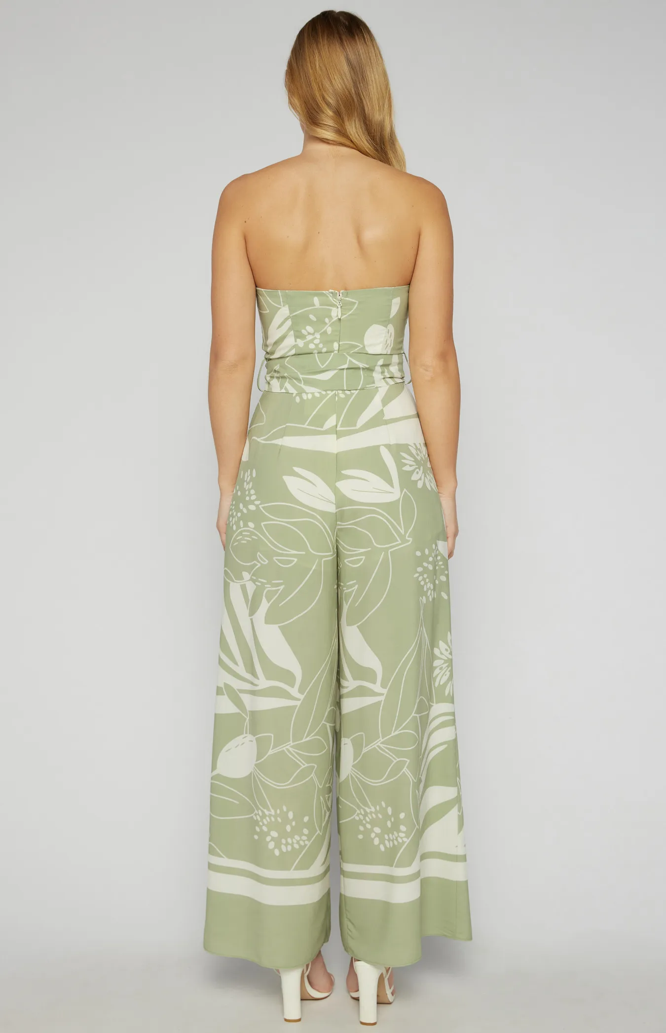 Placement Print Strapless Split Leg Jumpsuit (SSJP7-34A)