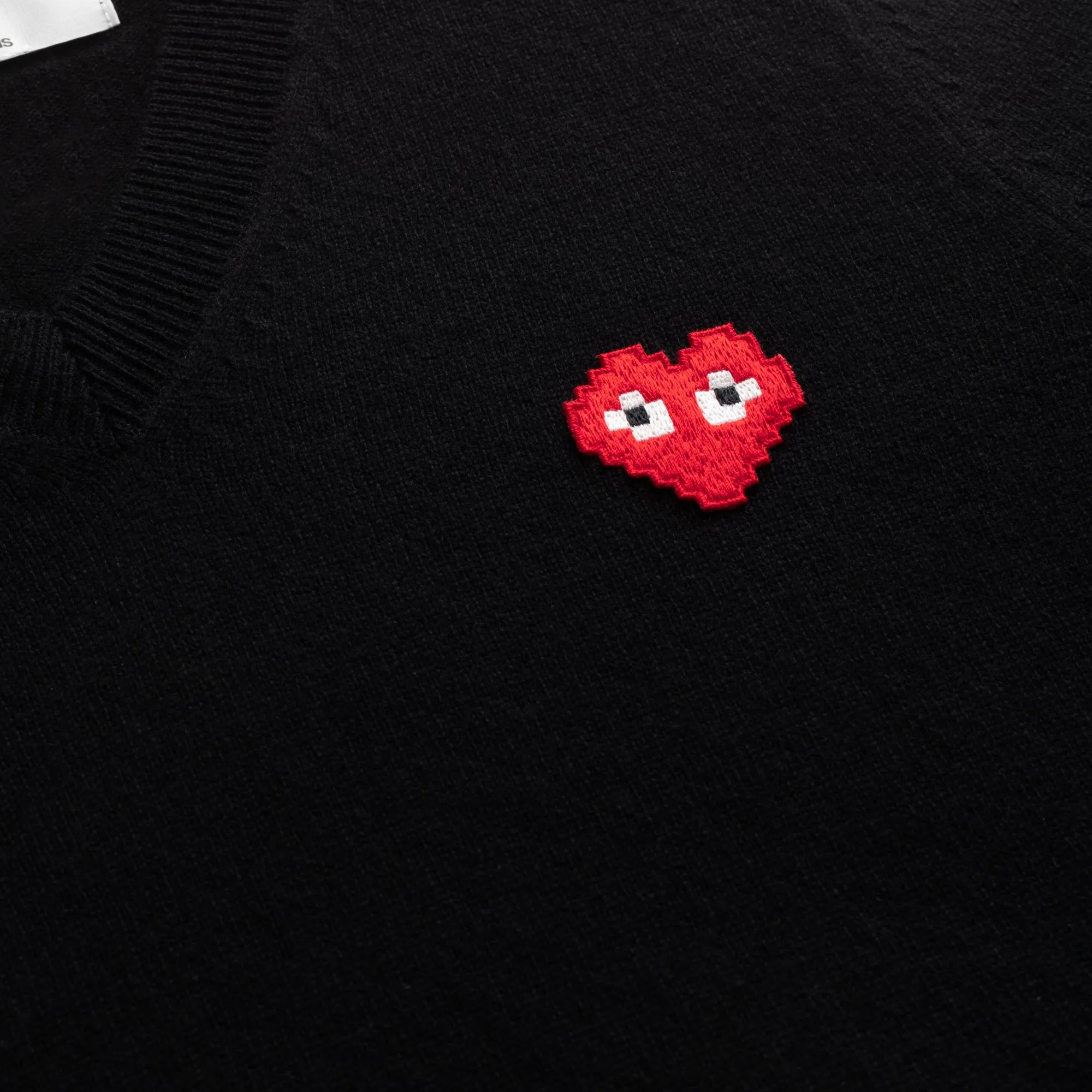 Play Comme des Garons x the Artist Invader V-Neck Sweater (Black)