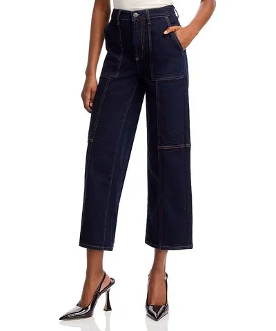 Rails Getty Crop High Rise Utility Wide Leg Jeans in Midnight