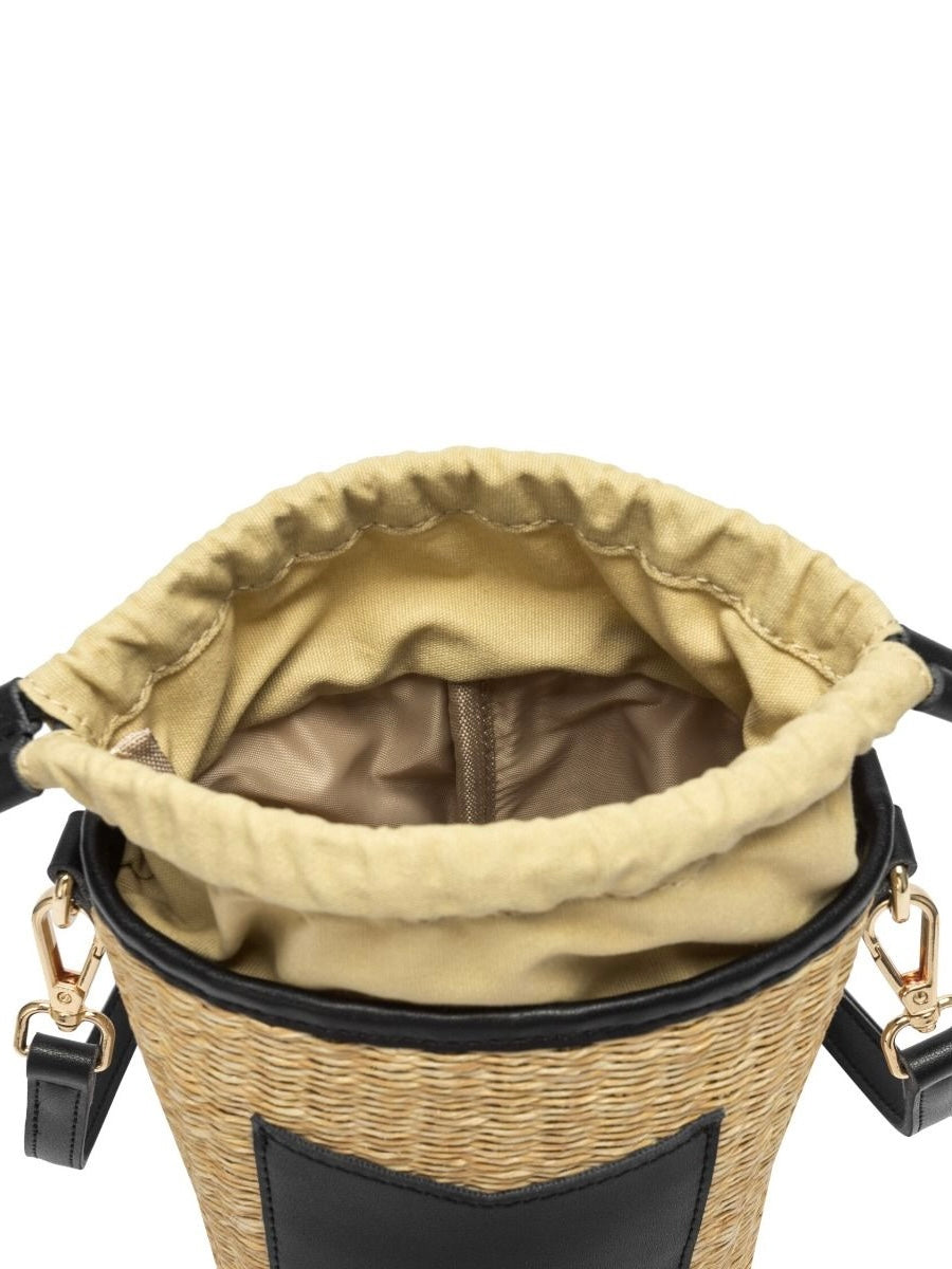 Rattan Drawstring Bag - Black