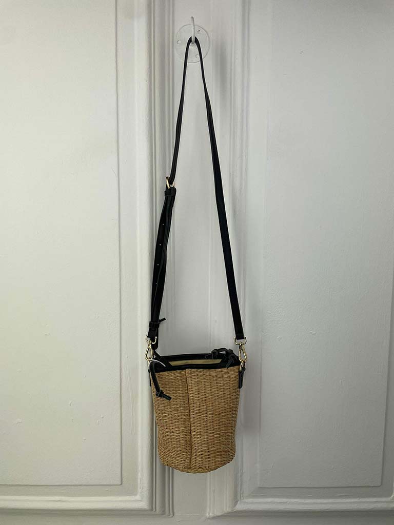 Rattan Drawstring Bag - Black