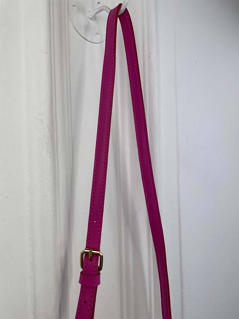 Rattan Drawstring Bag - Fuchsia