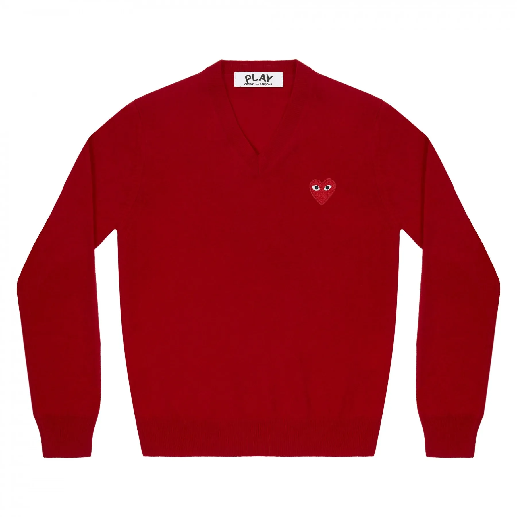 Red Play Comme des Garons V-Neck Sweater (Red)