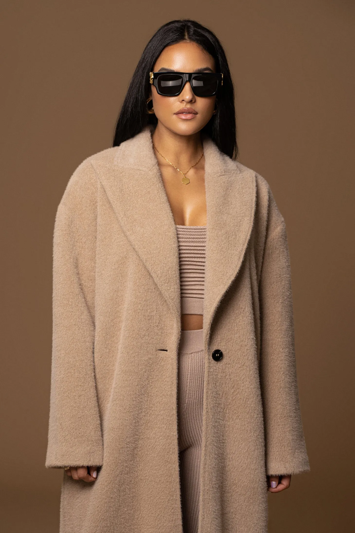 Sand Chelsie Longline Coat