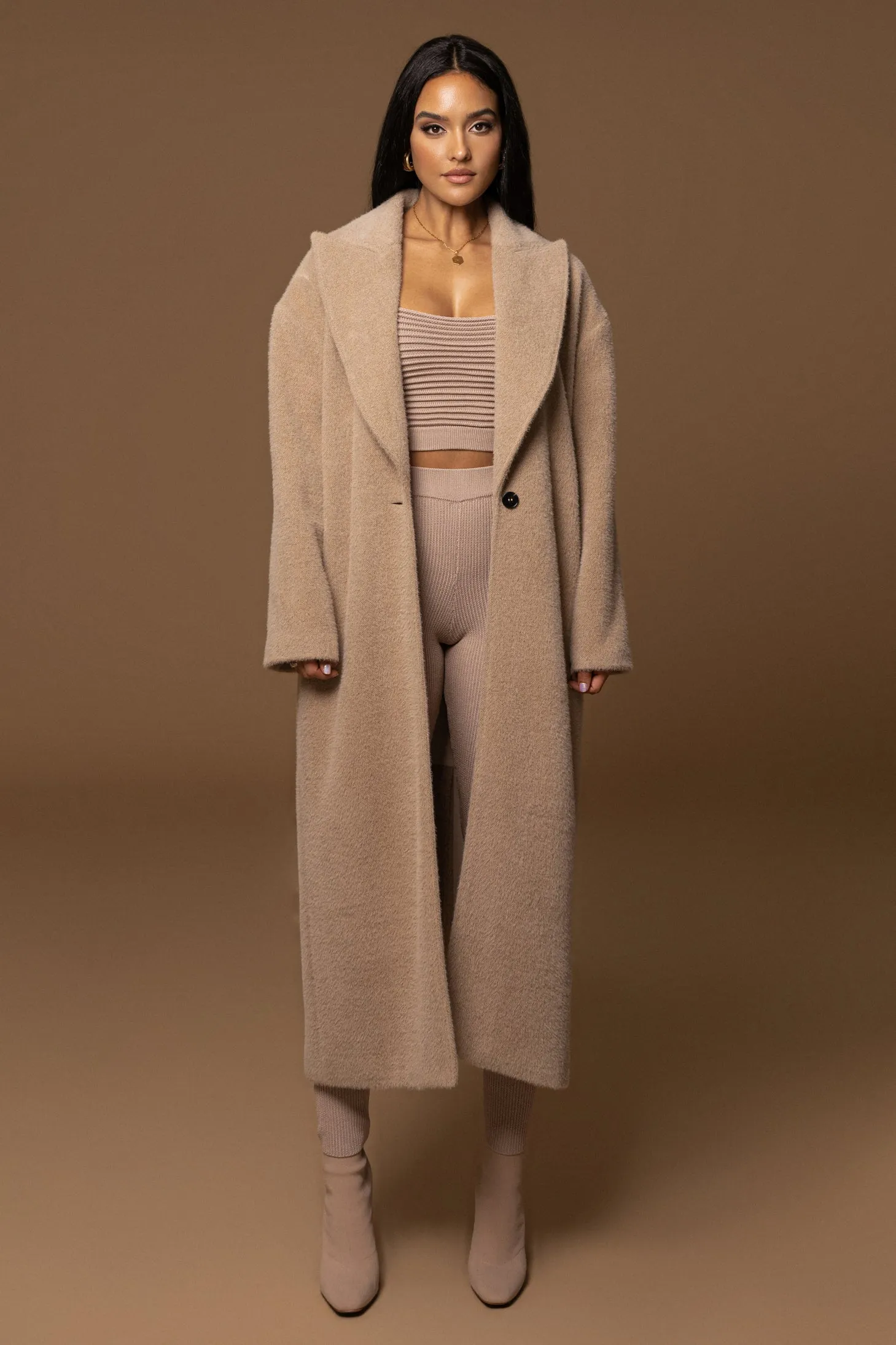 Sand Chelsie Longline Coat